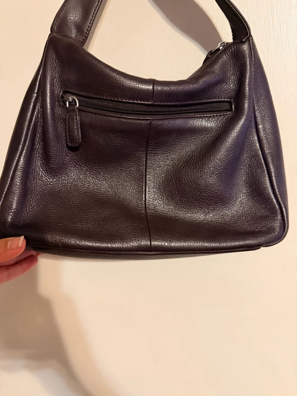 Giani Bernini Brown Pebbled Leather‎ Shoulder Bag Minimalist Luxe Everyday Hobo